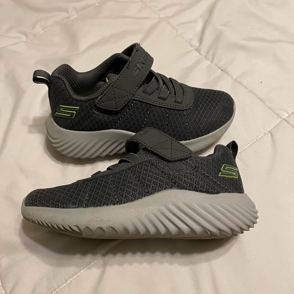 Skechers Bounder-Baronik Grey/Chartreuse in 10 Toddler